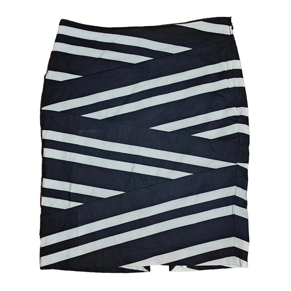 WHITE HOUSE BLACK MARKET‎ Striped Side Zipper Pencil Skirt Womens Size 2